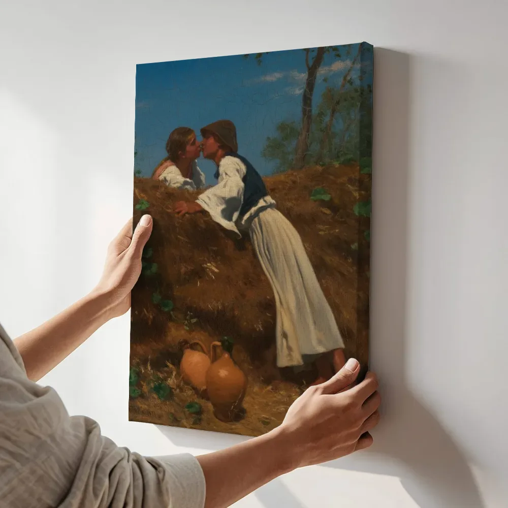 Sfeerimpressie: De kus van August von Pettenkofen terwijl het aan de muur wordt gehangen