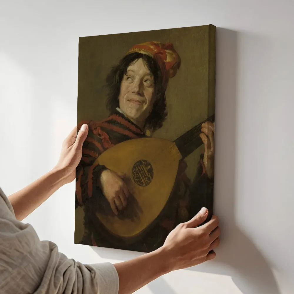Sfeerimpressie: De luitspeler van Judith Leyster terwijl het aan de muur wordt gehangen