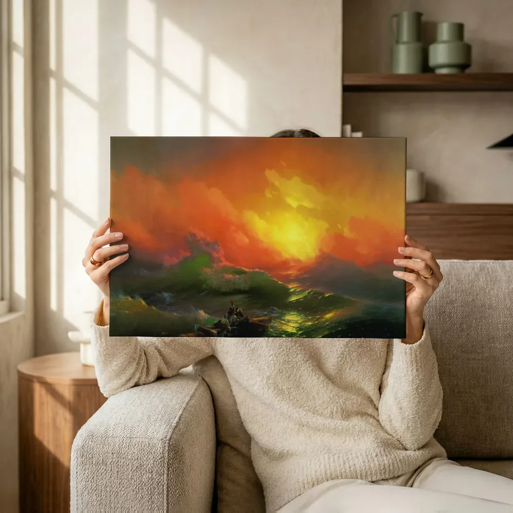 Sfeerimpressie: De negende golf van Ivan Aivazovsky terwijl het omhoog wordt gehouden