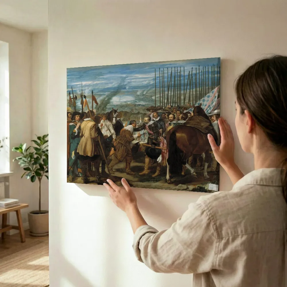 Sfeerimpressie: De overgave van Breda van Diego Velazquez terwijl het wordt opgehangen
