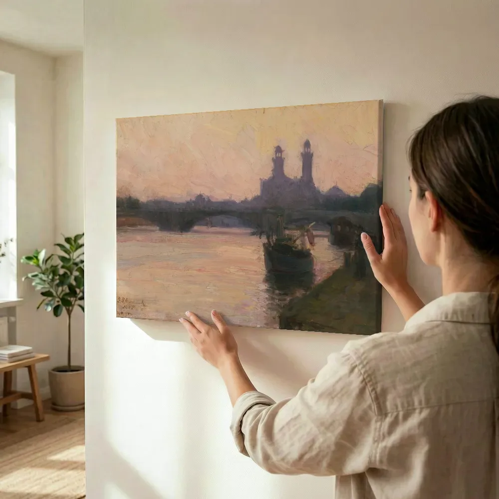 Sfeerimpressie: De Seine van Henry Ossawa Tanner terwijl het wordt opgehangen