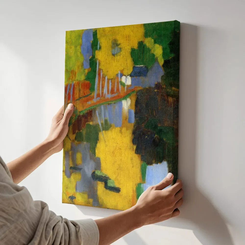 Sfeerimpressie: De talisman, de Aven in het Bois d'Amour van Paul Sérusier terwijl het aan de muur wordt gehangen