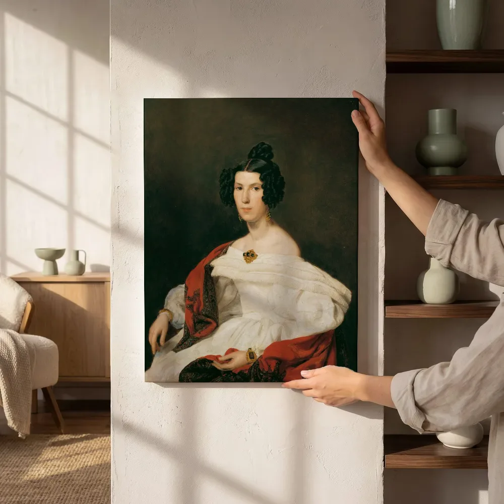 Sfeerimpressie: De vrouw van hofbeambte Josef von Stadler van Ferdinand Georg Waldmüller naast de kast