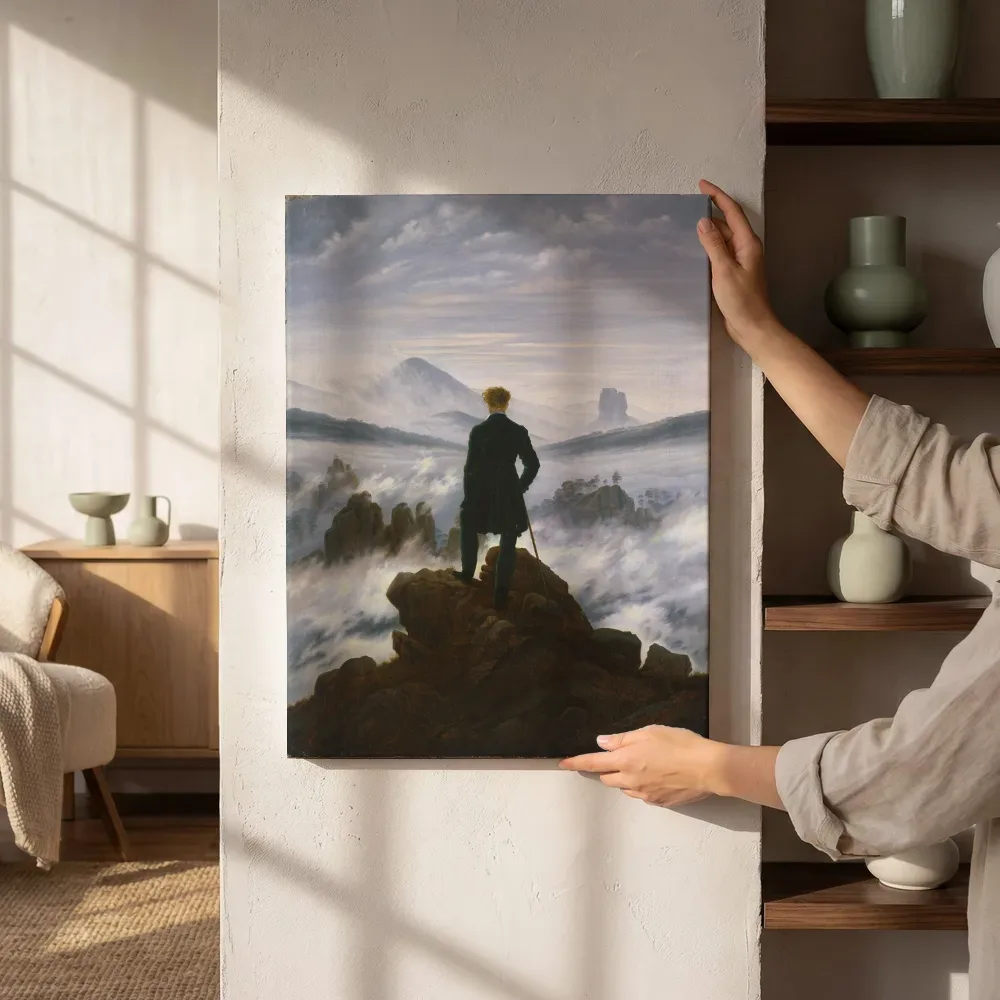 Sfeerimpressie: De wandelaar boven de nevelen van Caspar David Friedrich naast de kast
