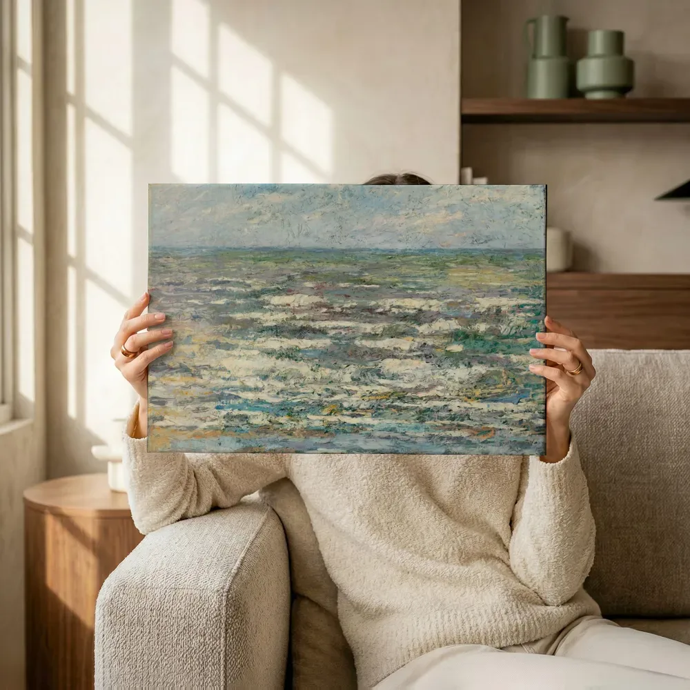 Sfeerimpressie: De zee van Jan Toorop terwijl het omhoog wordt gehouden