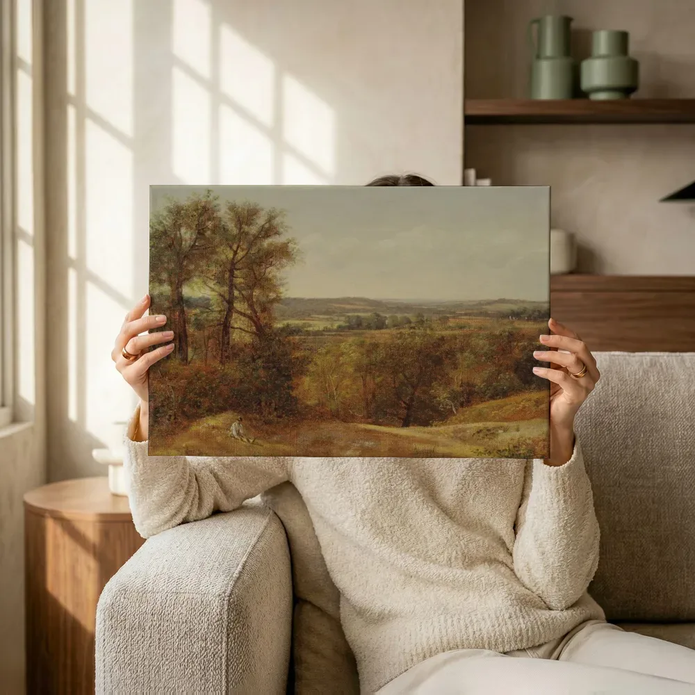 Sfeerimpressie: Dedham Vale van John Constable terwijl het omhoog wordt gehouden