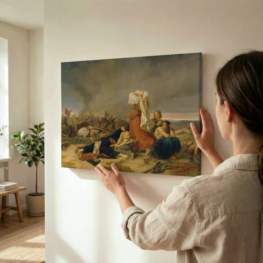 Sfeerimpressie: Die Schlacht bei Lipan 1434 van Christian Ruben terwijl het wordt opgehangen