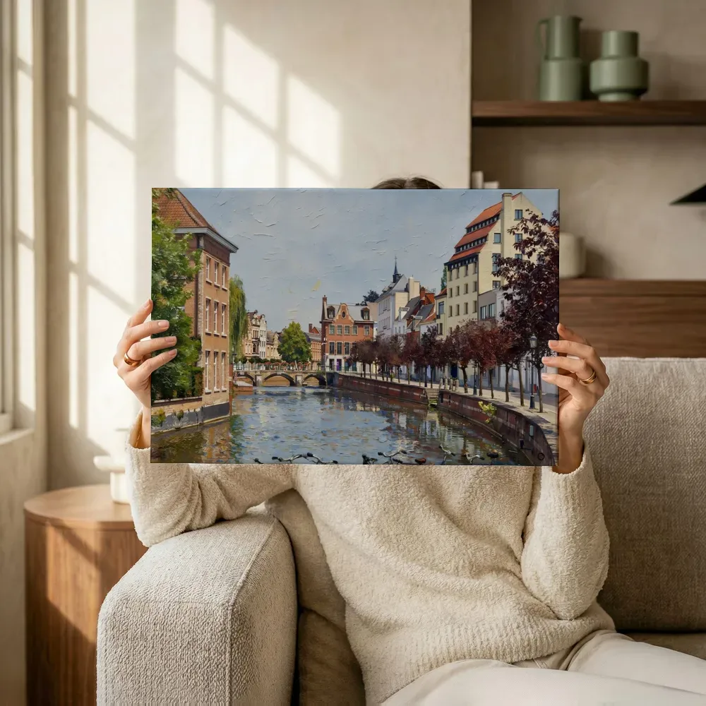 Sfeerimpressie: Dinant, straat in bijna abstract terwijl het omhoog wordt gehouden