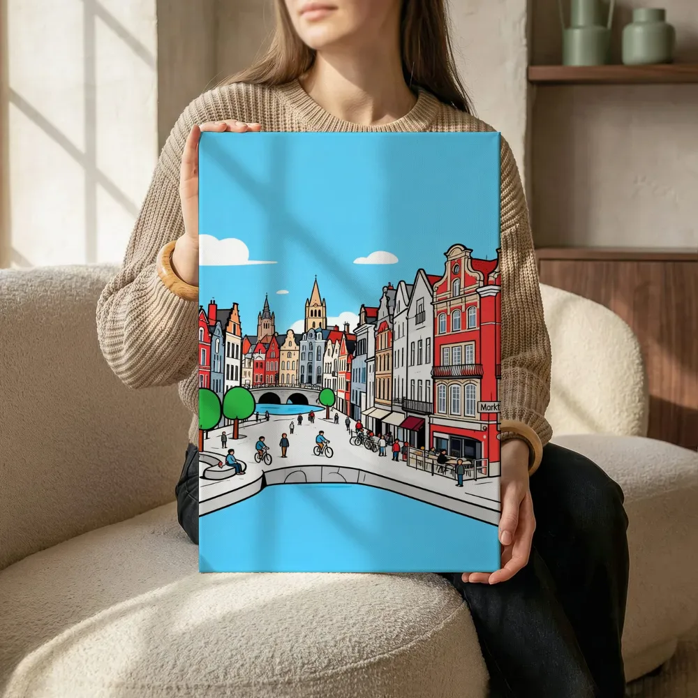 Sfeerimpressie: Doesburg, haven in cartoonstijl terwijl het zittend wordt getoond
