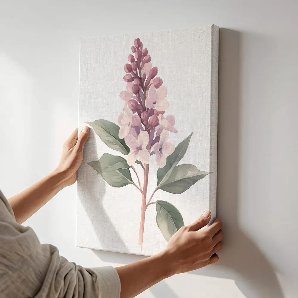 Sfeerimpressie: Donkerpaarse hyacint terwijl het aan de muur wordt gehangen