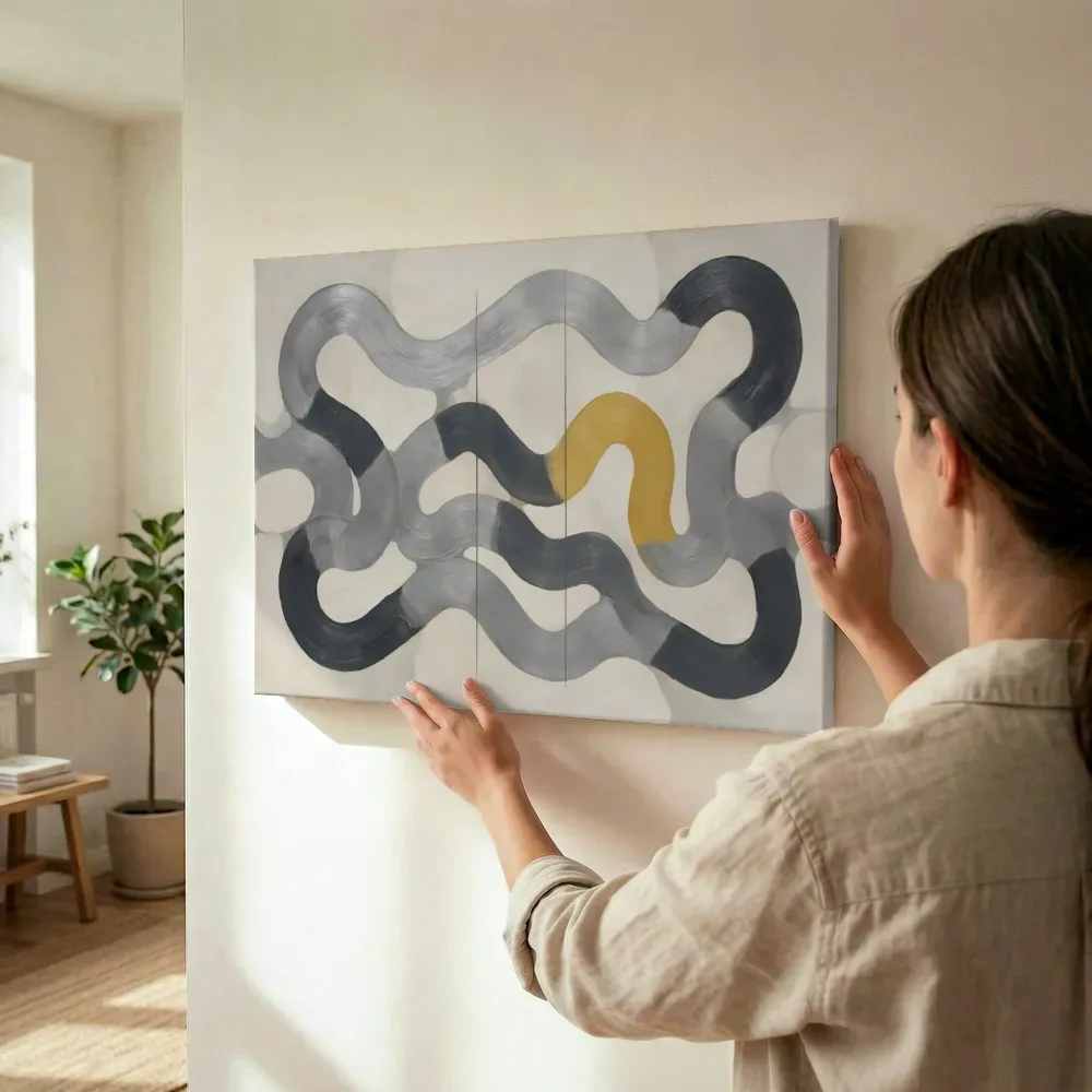 Sfeerimpressie: Doolhof Modern Bauhaus in grafietgrijs terwijl het wordt opgehangen