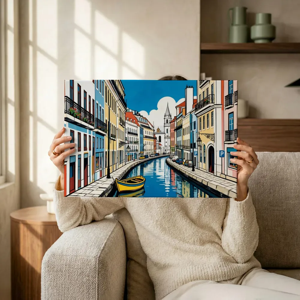 Sfeerimpressie: Doornik, Grand Place in vlakke acryl terwijl het omhoog wordt gehouden