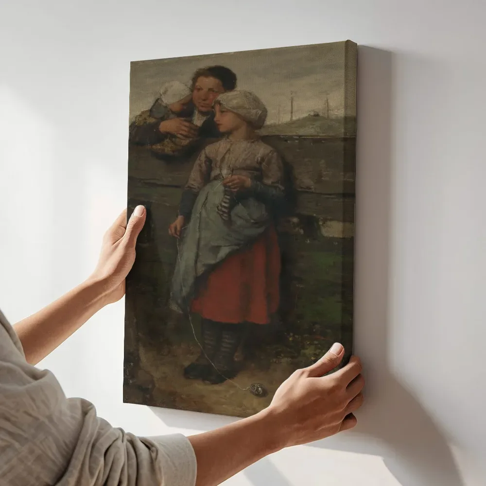 Sfeerimpressie: Dorpelingen van Jacob Maris terwijl het aan de muur wordt gehangen