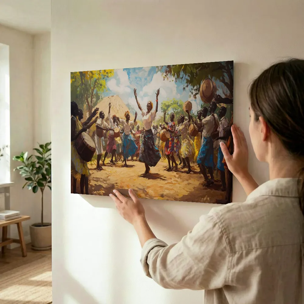 Sfeerimpressie: Dorpsdans onder de boom terwijl het wordt opgehangen