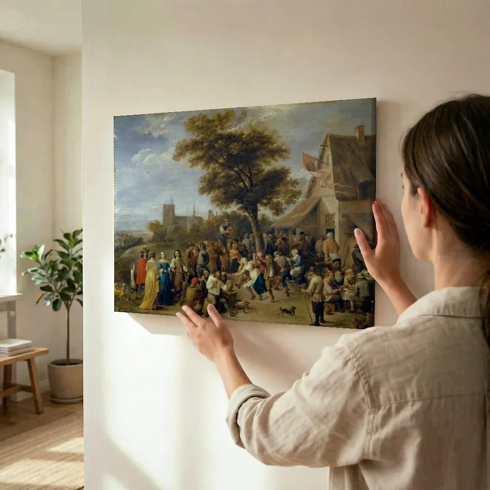 Sfeerimpressie: Dorpsfeest van David Teniers the Younger terwijl het wordt opgehangen