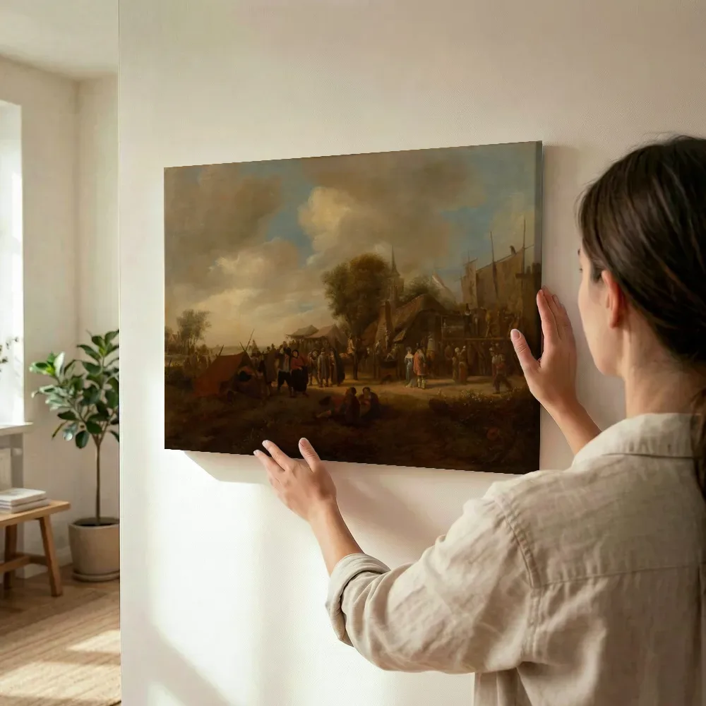 Sfeerimpressie: Dorpskermis van Jan Steen terwijl het wordt opgehangen