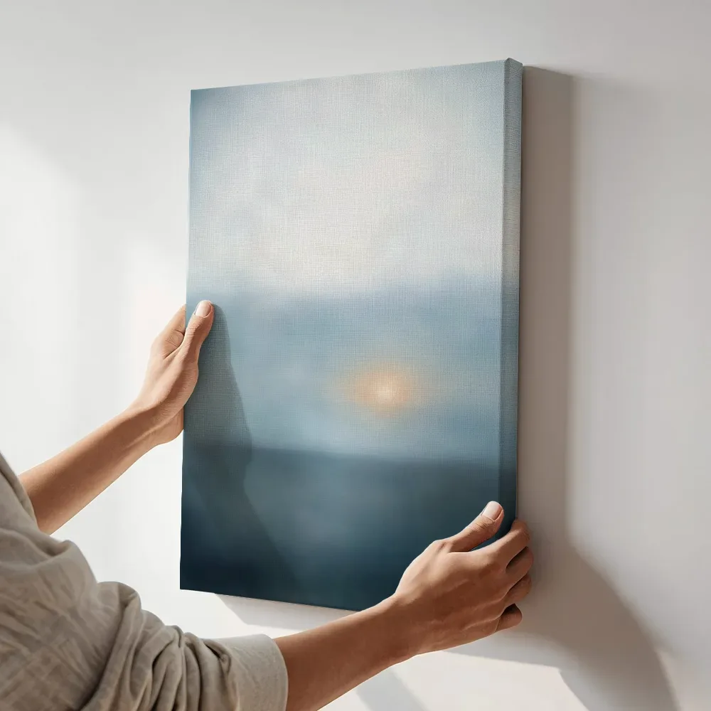 Sfeerimpressie: Drievoudige Horizon Nevel in Arctisch Mono terwijl het aan de muur wordt gehangen