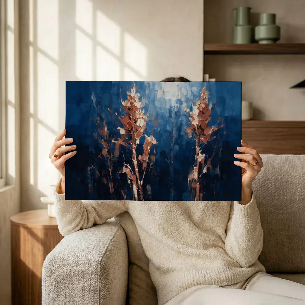 Sfeerimpressie: Droogbloem van dichtbij in terracotta terwijl het omhoog wordt gehouden