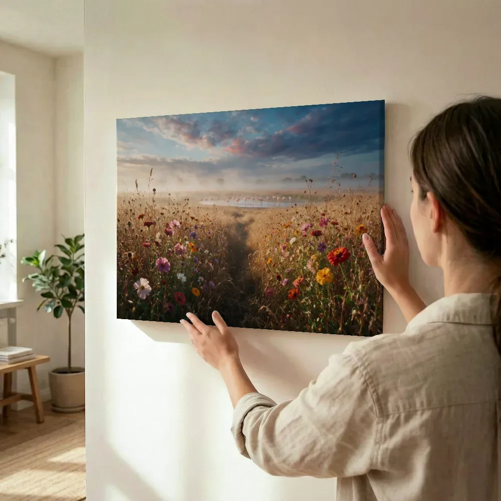Sfeerimpressie: Droogbloemen bij de ochtendmist 3 terwijl het wordt opgehangen