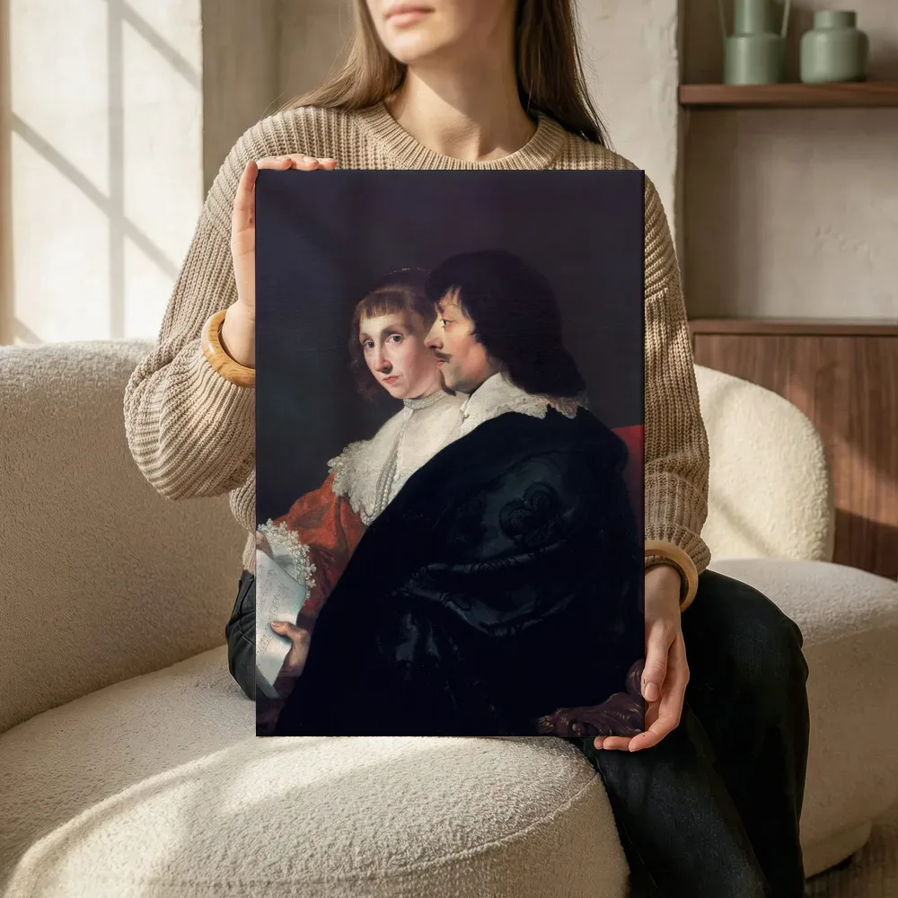 Sfeerimpressie: Dubbelportret van Constantijn Huygens (1596-1687) en Suzanna van Baerle van Jacob van Campen terwijl het zittend wordt getoond