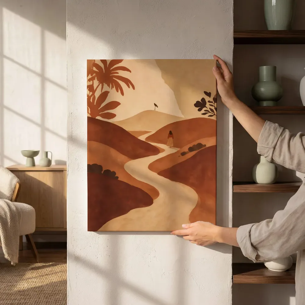 Sfeerimpressie: Duin in terracotta en zand naast de kast