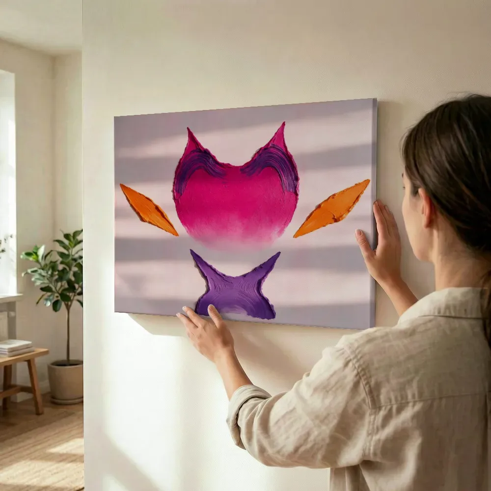 Sfeerimpressie: Eén gebaar in het midden in vol magenta terwijl het wordt opgehangen