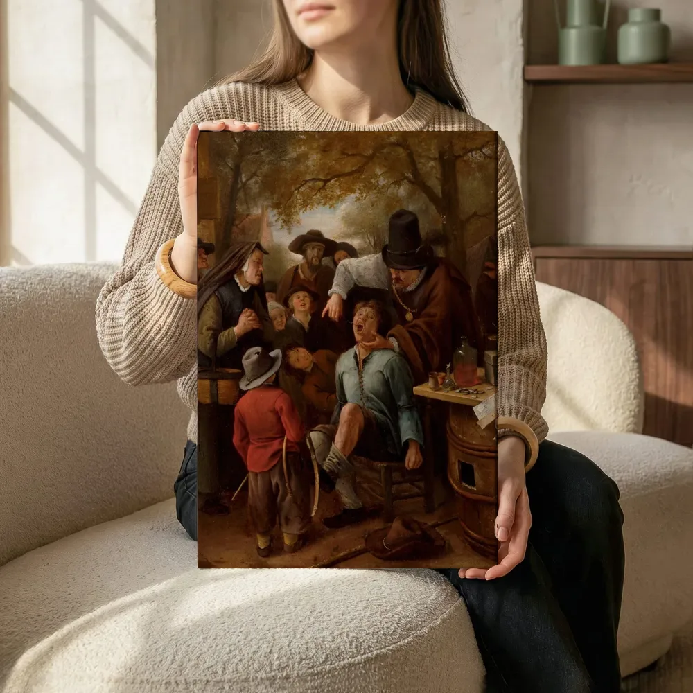 Sfeerimpressie: Een kiezentrekker van Jan Steen terwijl het zittend wordt getoond