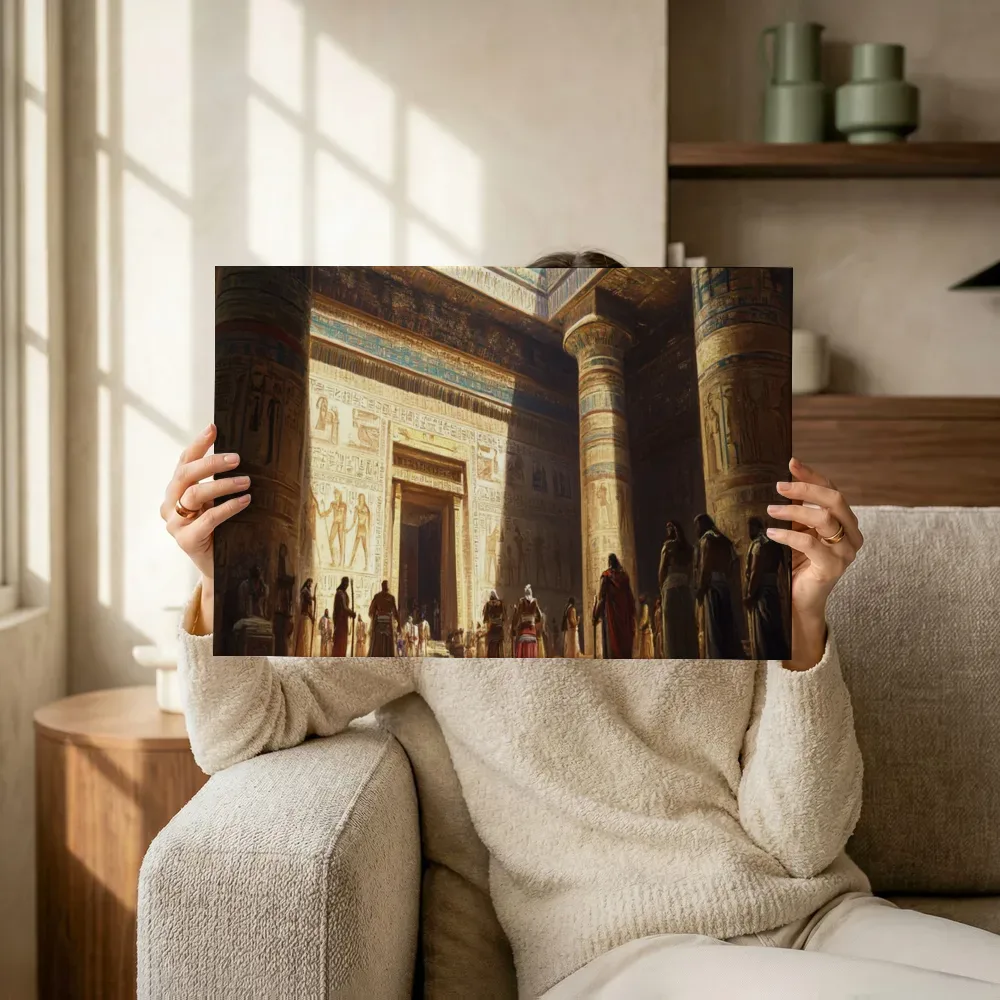Sfeerimpressie: Egyptische tempelhal terwijl het omhoog wordt gehouden