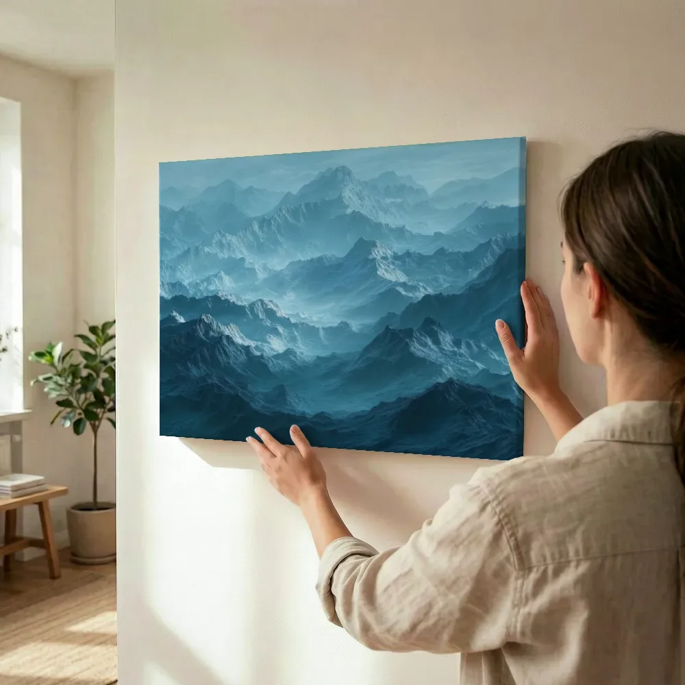 Sfeerimpressie: Eindeloze blauwe bergketens terwijl het wordt opgehangen