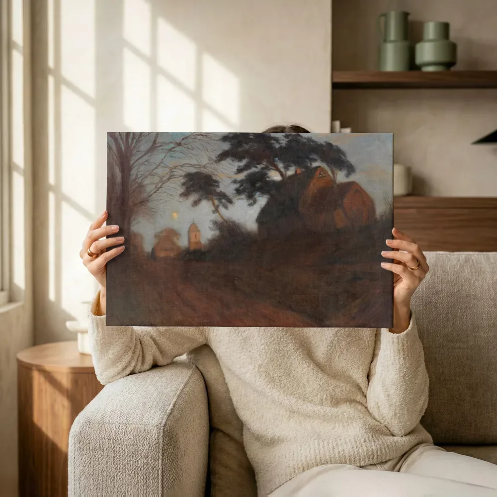 Sfeerimpressie: Ingang van Worpswede van Otto Modersohn terwijl het omhoog wordt gehouden