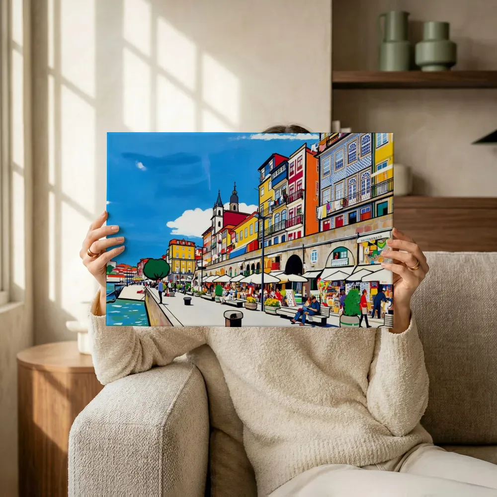 Sfeerimpressie: Elburg, straat in vlakke acryl terwijl het omhoog wordt gehouden