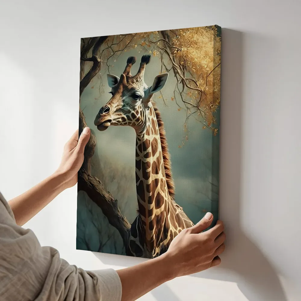 Sfeerimpressie: Elegante giraffe terwijl het aan de muur wordt gehangen