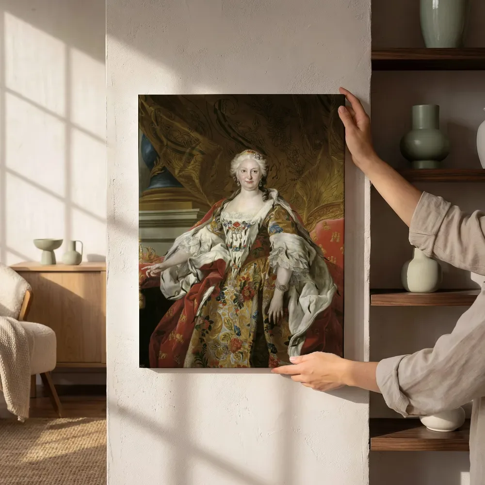 Sfeerimpressie: Elisabeth Farnese, koningin van Spanje van Louis-Michel van Loo naast de kast