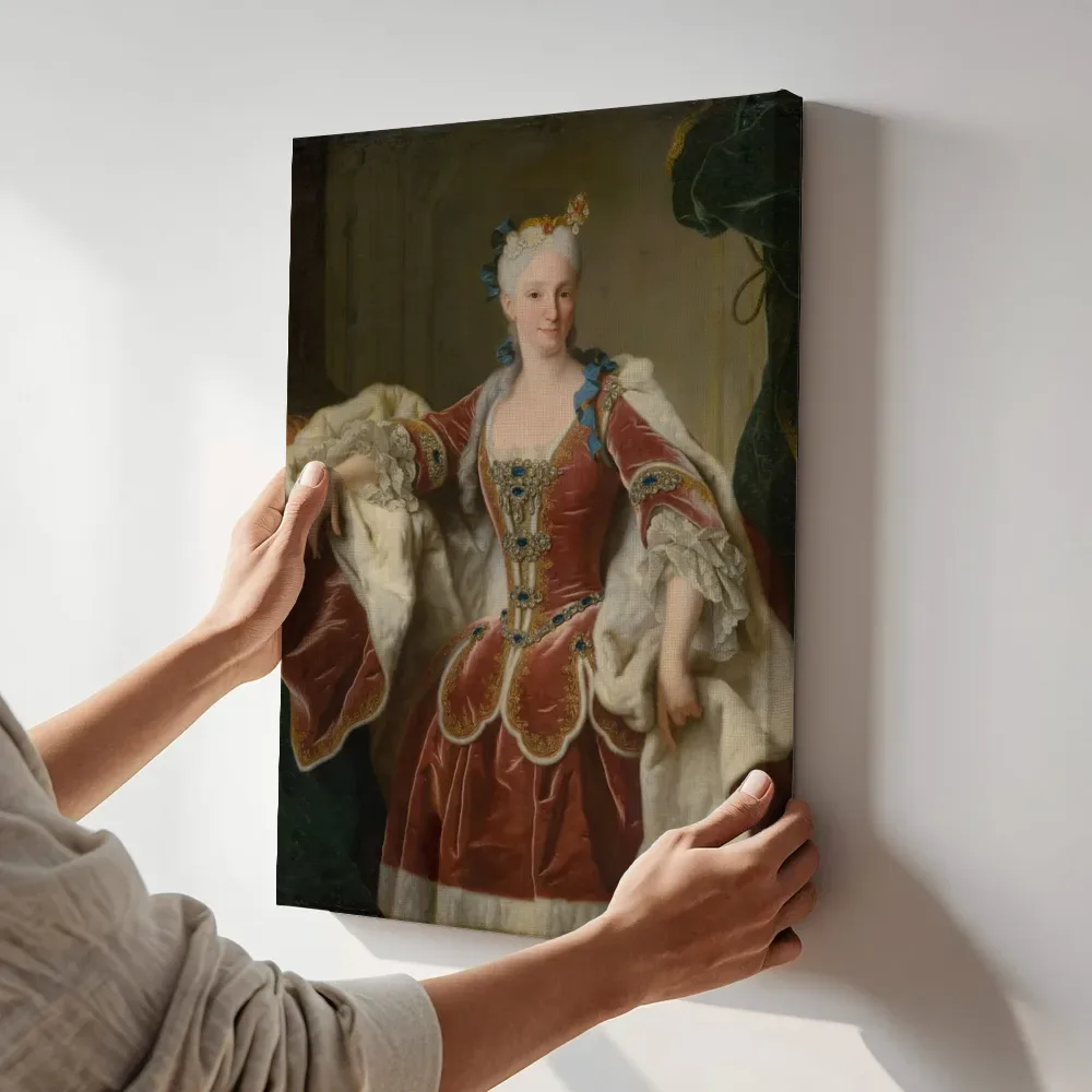 Sfeerimpressie: Elisabeth Farnese van Jean Ranc terwijl het aan de muur wordt gehangen