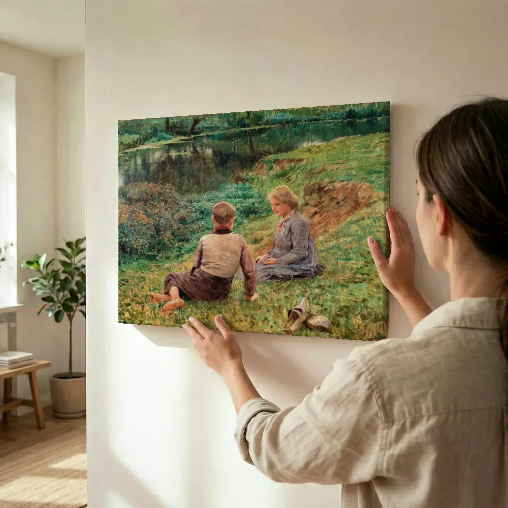 Sfeerimpressie: Émile Meninos no Campo van Emile Claus terwijl het wordt opgehangen