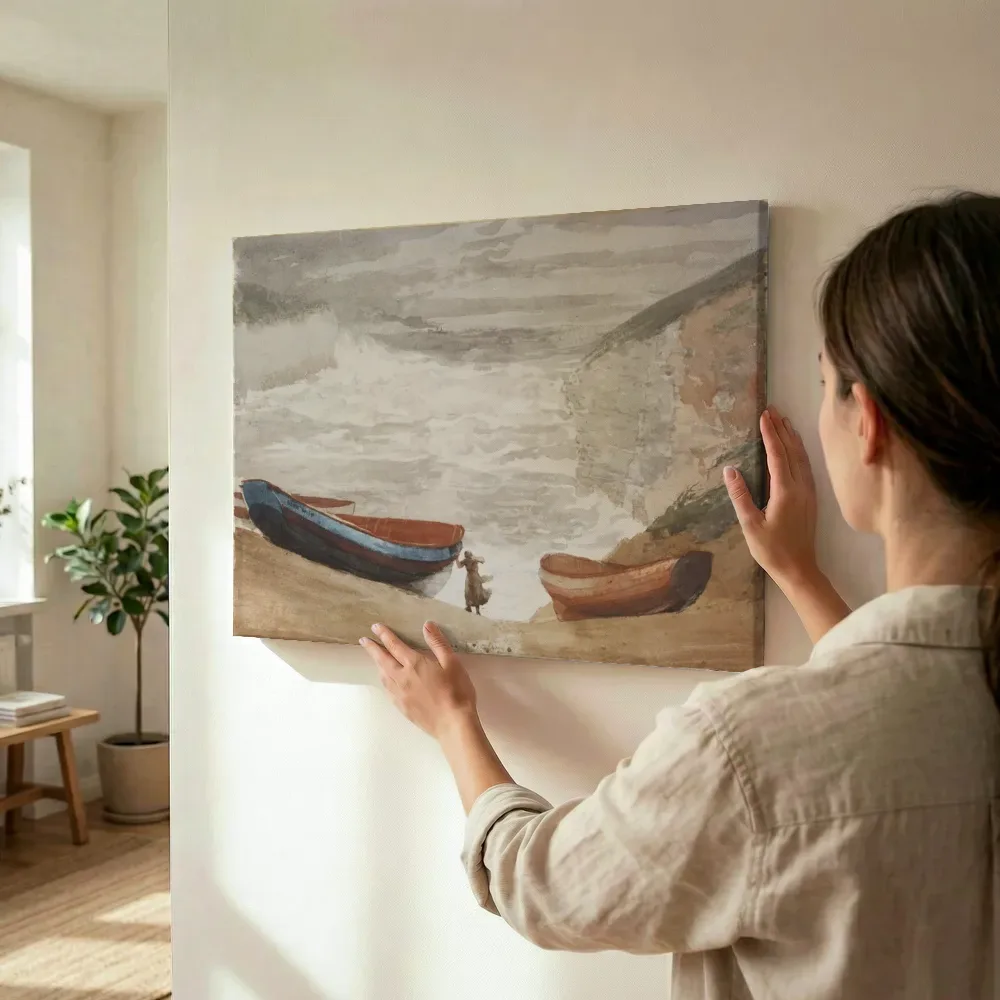 Sfeerimpressie: Engels kusttafereel van Winslow Homer terwijl het wordt opgehangen