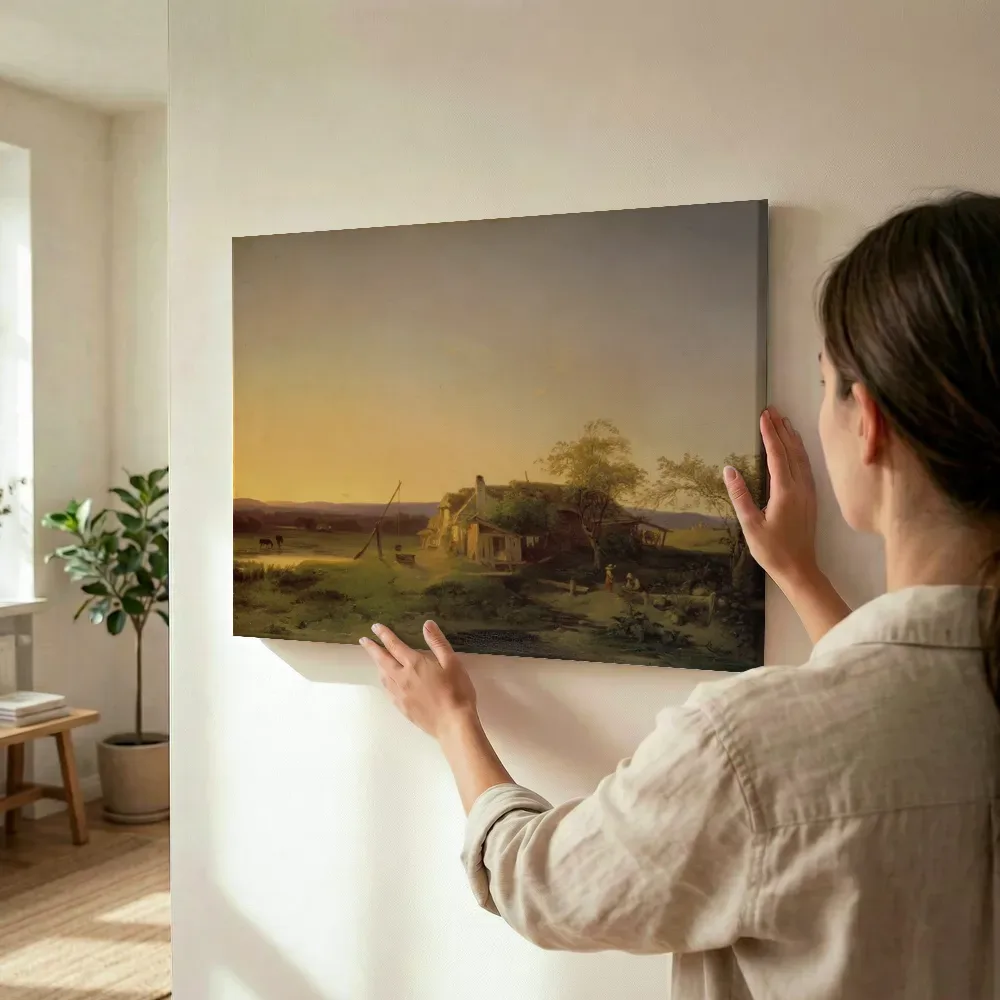Sfeerimpressie: Avondlandschap van Ignaz Raffalt terwijl het wordt opgehangen