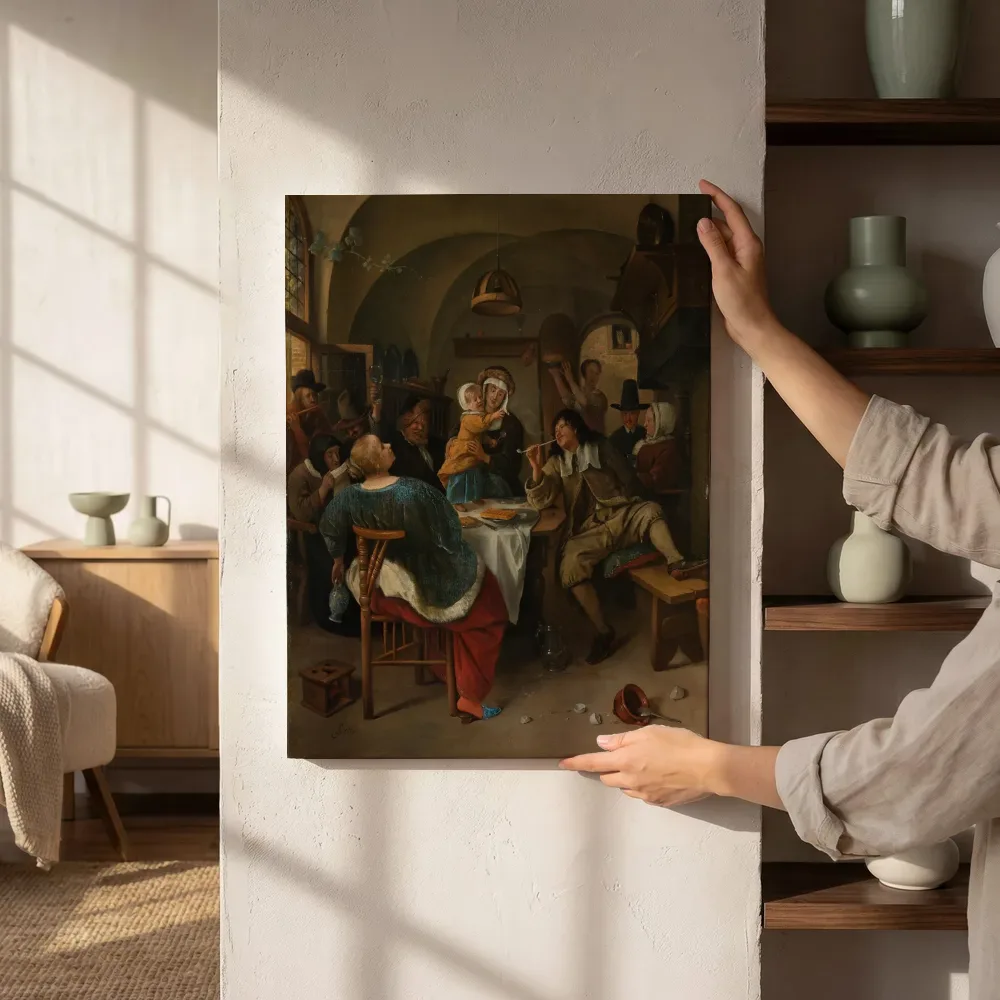 Sfeerimpressie: Familietafereel van Jan Steen naast de kast