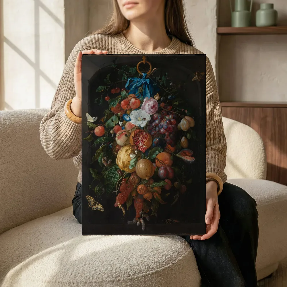 Sfeerimpressie: Festoen van vruchten en bloemen van Jan Davidsz de Heem terwijl het zittend wordt getoond