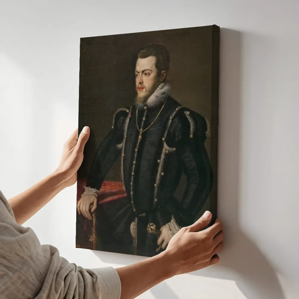 Sfeerimpressie: Filips II, Atelier van Titian terwijl het aan de muur wordt gehangen