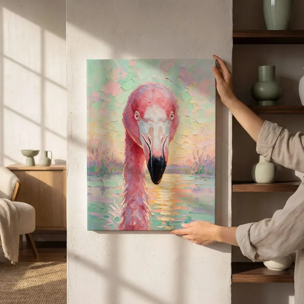 Sfeerimpressie: Flamingo portret aan het water naast de kast