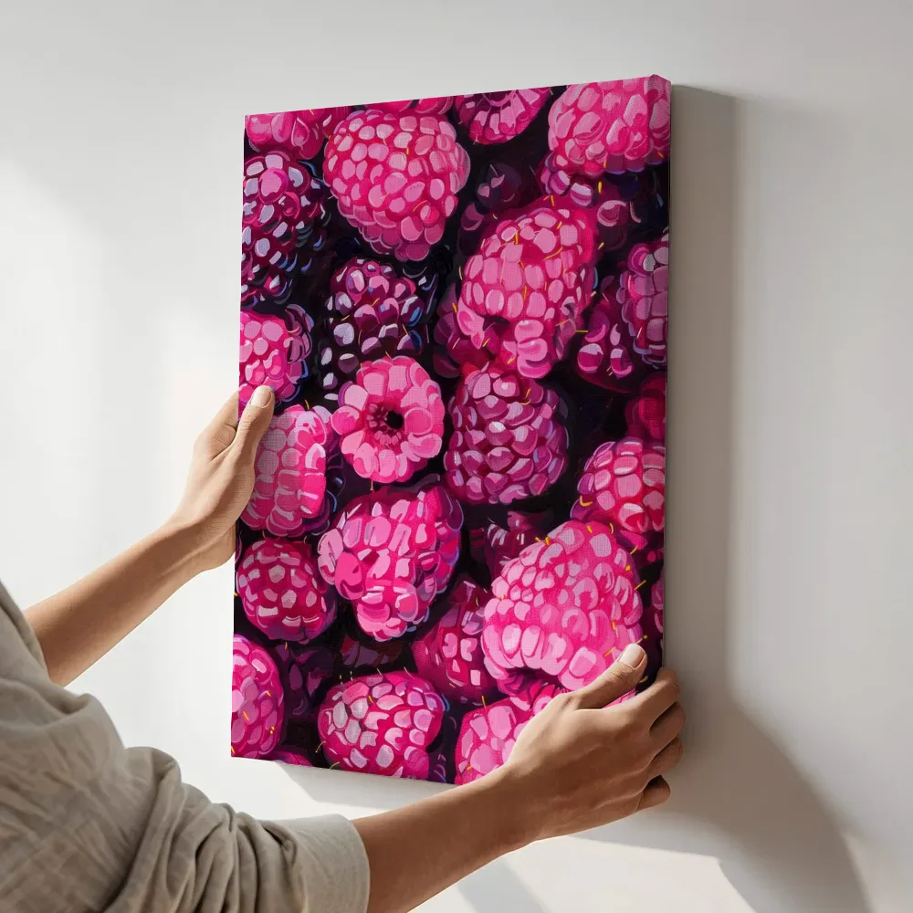 Sfeerimpressie: Frambozen close-up terwijl het aan de muur wordt gehangen