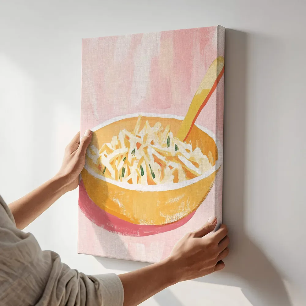 Sfeerimpressie: Frisse koolsalade met wortel terwijl het aan de muur wordt gehangen
