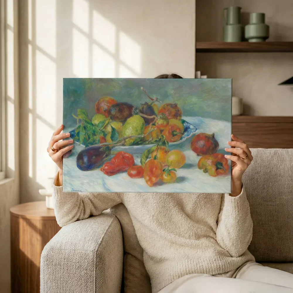 Sfeerimpressie: Vruchten uit de Midi van Pierre-Auguste Renoir terwijl het omhoog wordt gehouden