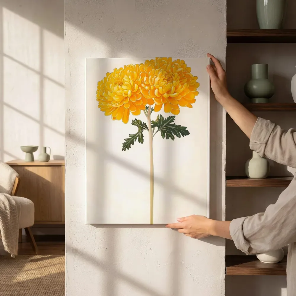 Sfeerimpressie: Gele herfstbloemen naast de kast