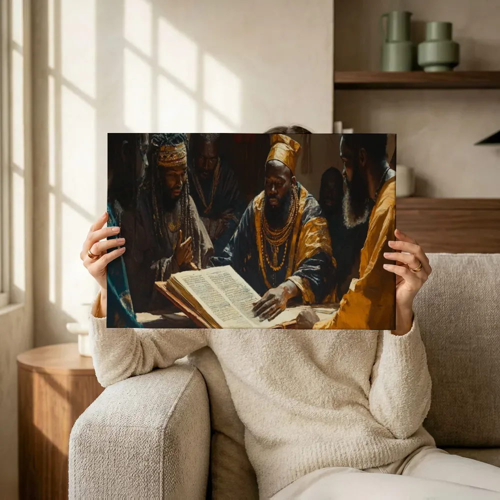 Sfeerimpressie: Geleerden met oud manuscript terwijl het omhoog wordt gehouden