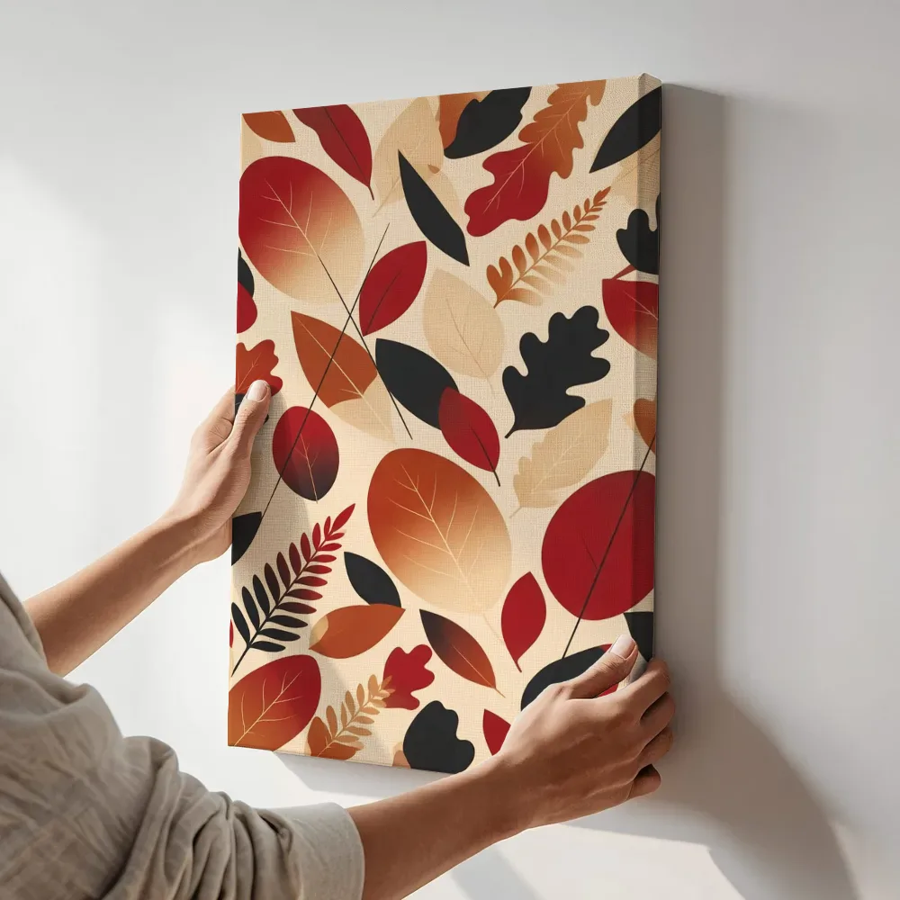 Sfeerimpressie: Gemengd bladpatroon Textured Minimalism 10 terwijl het aan de muur wordt gehangen