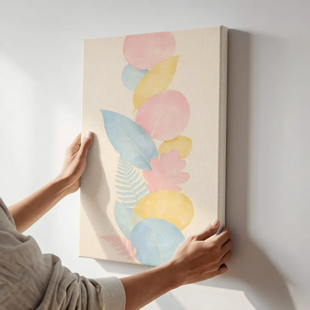 Sfeerimpressie: Gemengd bladpatroon Textured Minimalism 14 terwijl het aan de muur wordt gehangen