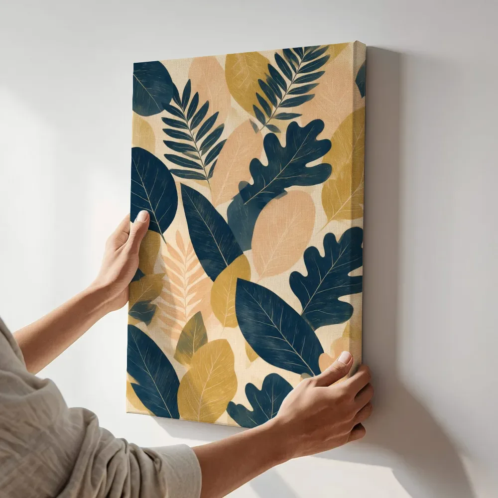 Sfeerimpressie: Gemengd bladpatroon Textured Minimalism 15 terwijl het aan de muur wordt gehangen