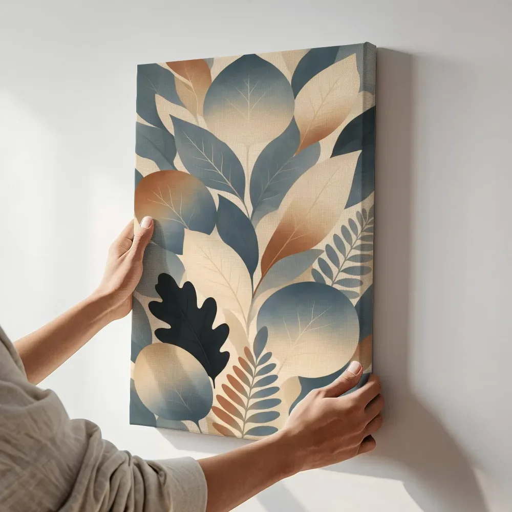 Sfeerimpressie: Gemengd bladpatroon Textured Minimalism 16 terwijl het aan de muur wordt gehangen